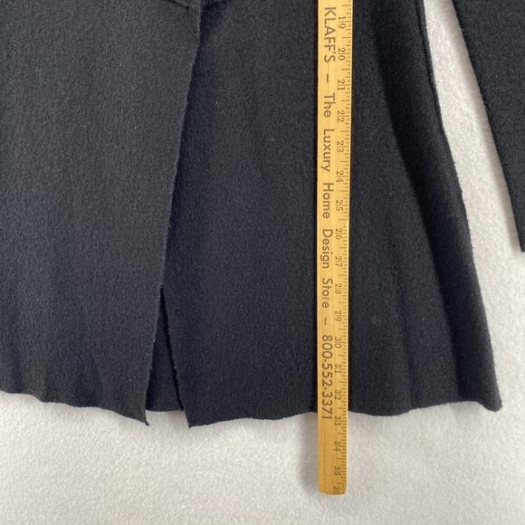 EILEEN FISHER Jacket XS Boiled Merino Wool Mid Length Coat Asymmetric Zip Black - Picture 11 of 12